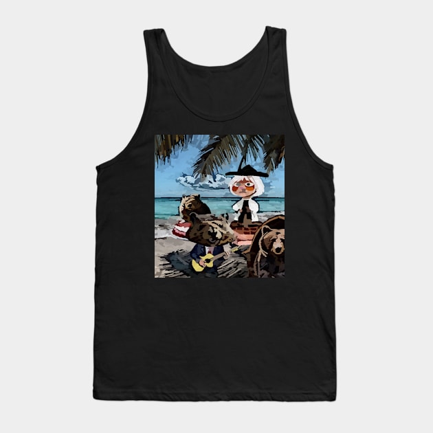 watercolor groundhog playing guitar on beach Tank Top by Catbrat